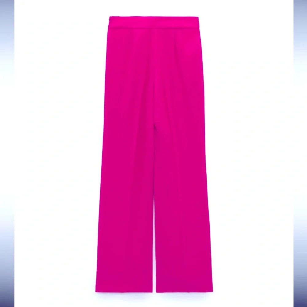Zara long flowing  neon pink pants - Picture 9 of 16
